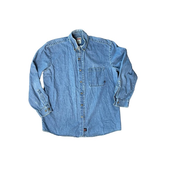 Vintage Dickies Oversized Jean Button Down Shirt Size Large - Picture 11 of 12